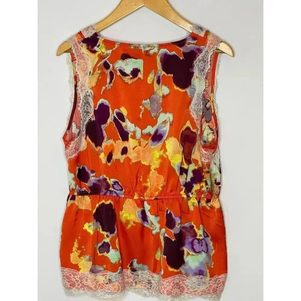 Rebecca Minkoff Floral Lace Trim sleeveless top size M NWOT - Picture 3 of 8